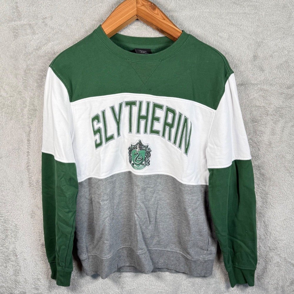 Harry Potter Sweatshirt Women M Green Slytherin L/S Colorblock Crewneck Pullover